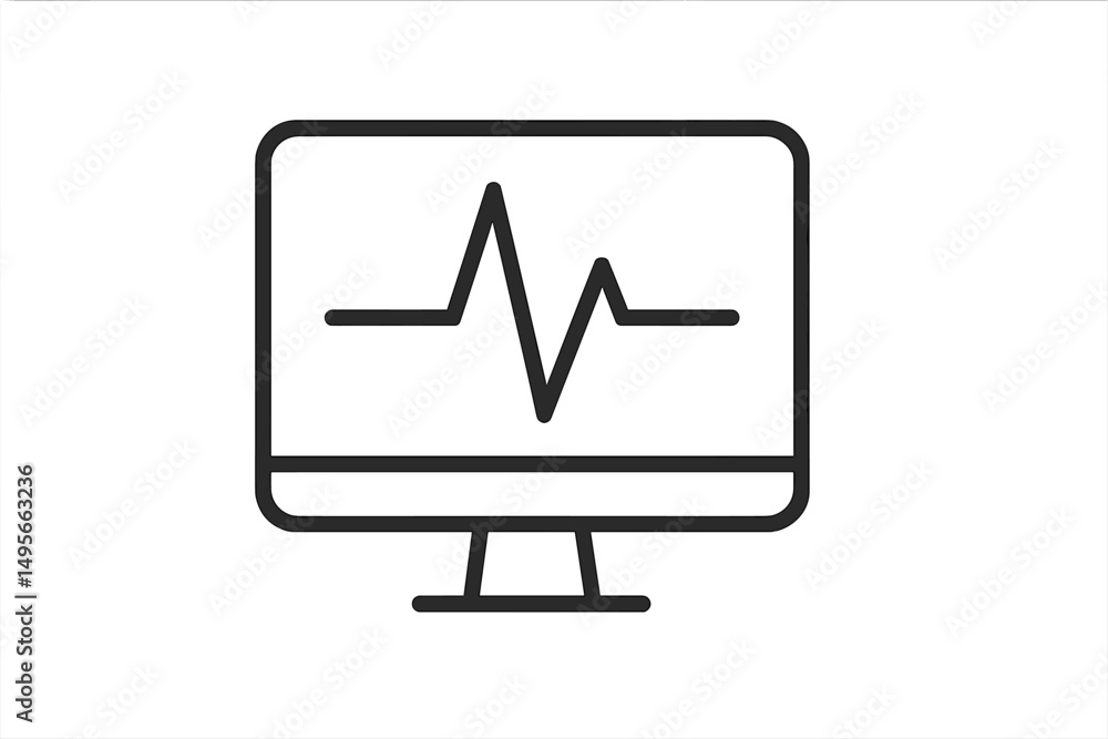 Poster heartbeat monitor displayed on computer screen representing health data analysis in a clinical setti