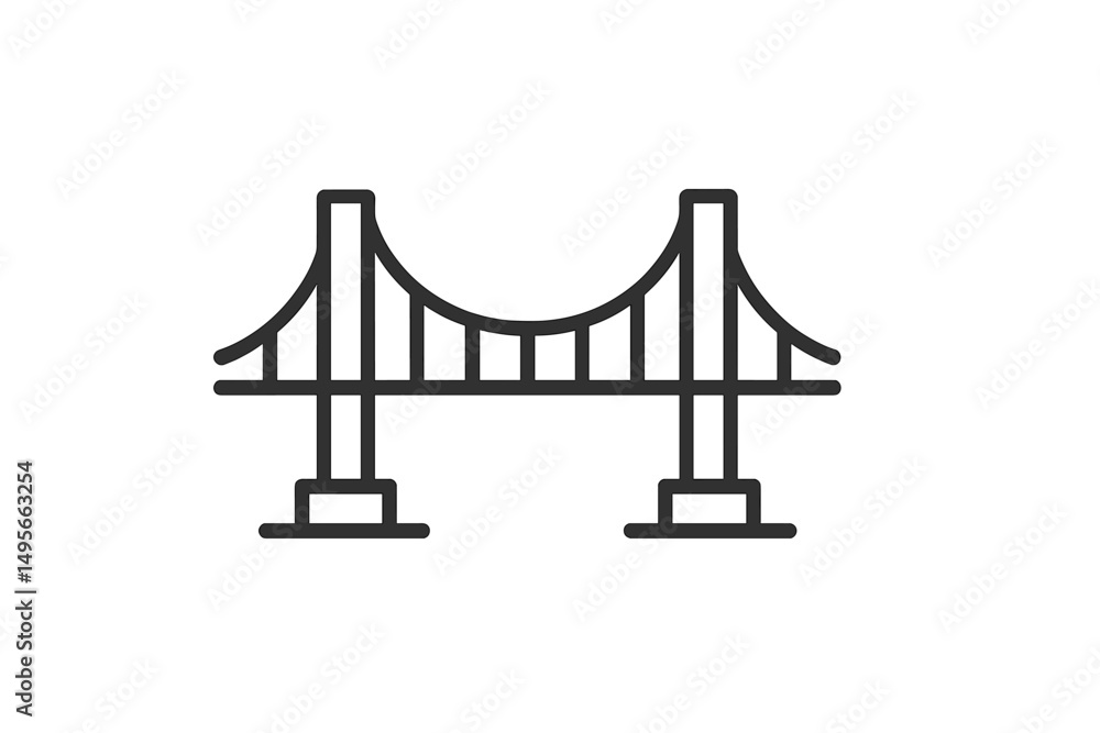 Poster Iconic bridge design showcasing modern architecture with clean lines and structural elegance in a minimalist style
