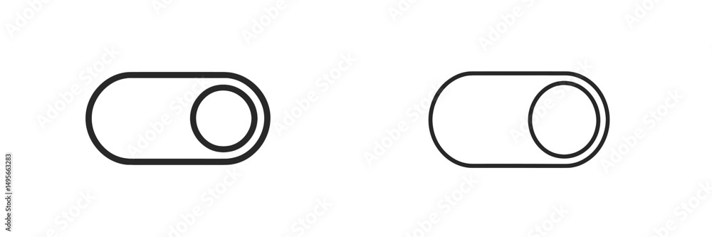 Poster toggle switch icons representing on and off states for user interface design