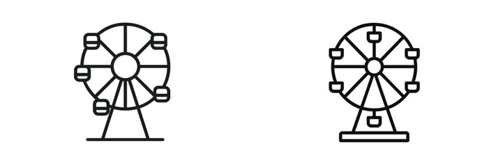 Two simple line drawings of a ferris wheel showcasing different designs for creative inspiration