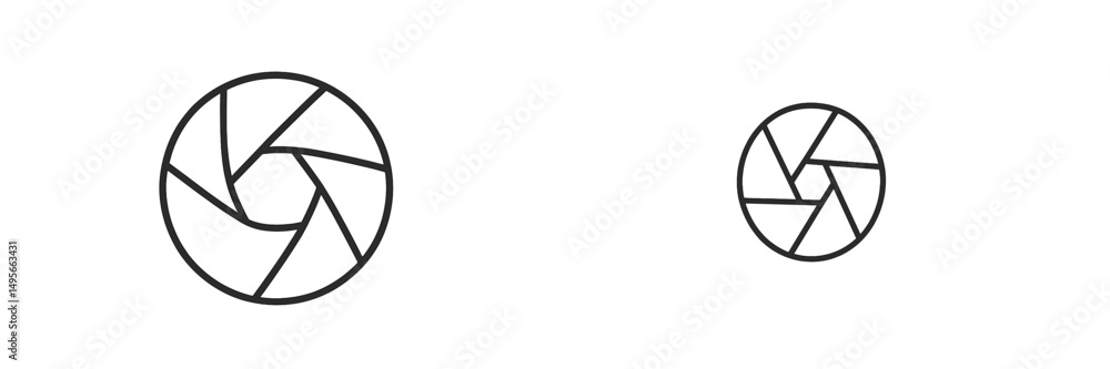 Poster graphic representation of camera shutter icons showcasing different sizes in a minimalist style