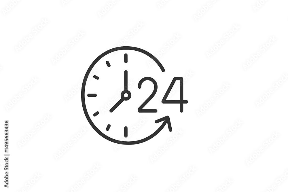 Poster clock design illustrating 24-hour time format with simple lines and modern aesthetic