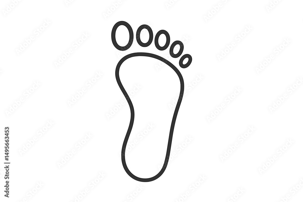 Poster simple outline of a human foot print displayed on a clean background ideal for various design purpos