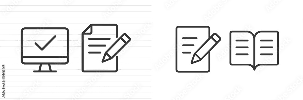 Poster Icons representing online and offline note-taking methods during study sessions with emphasis on organization and productivity