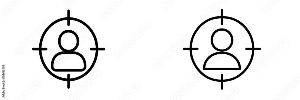 Aufkleber Target icons representing user profiles with focus markers on a plain background, suitable for technology or security applications