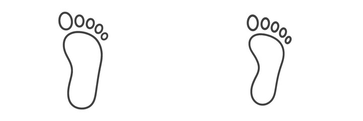 Two simple outline footprints side by side on a blank background showcasing a minimalist design ideal for baby themes