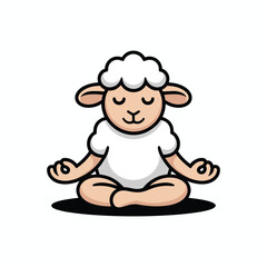 cute Funny sheep doing yoga vector illustration