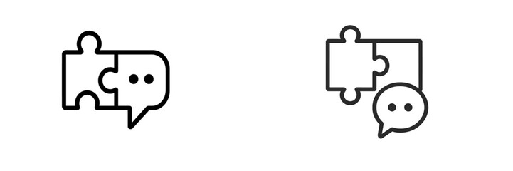 Puzzle pieces connecting conversation elements for collaborative thinking and communication