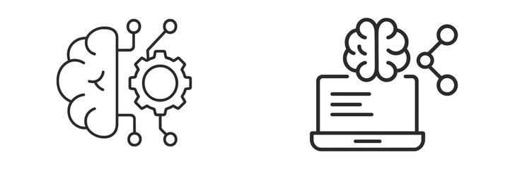 Innovative concepts of artificial intelligence and brain-computer interaction illustrated with simple line designs