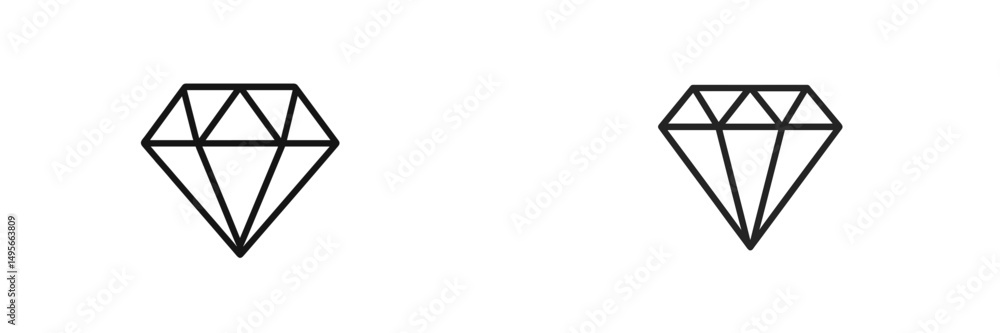 Aufkleber collection of two simple diamond icons showcasing minimalist design in black outline on a white back