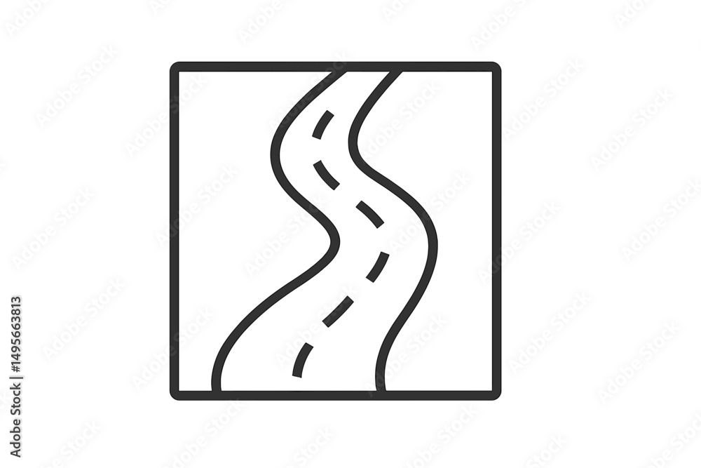 Poster curvy road with dashed lines showcasing a landscape design element for creative projects
