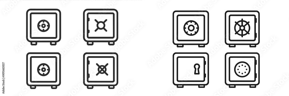 Poster Different types of safes displayed in a grid format for security or storage solutions
