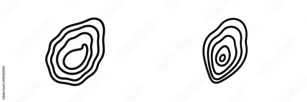 Poster artistic line drawings depicting abstract shapes in a minimalist style showcasing curves and symmetr