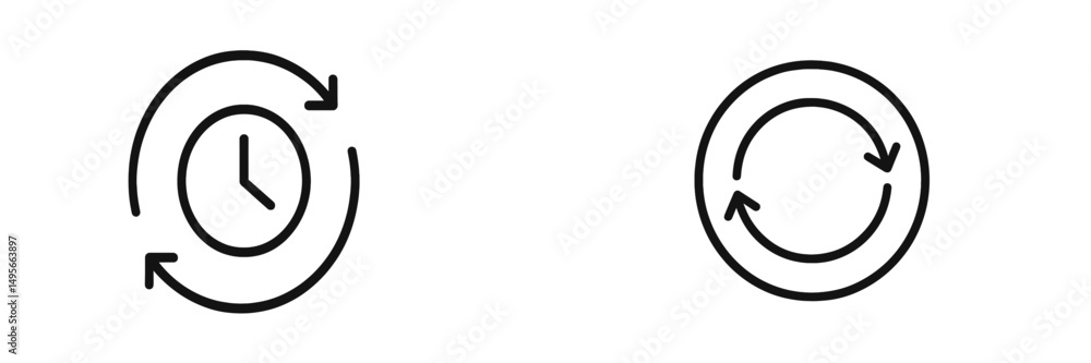Leinwandbilder clock and circular arrows symbolizing time management and continuous improvement in a minimalist des