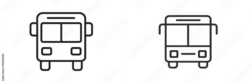 Poster Black and white bus icons designed with simple lines for transportation graphics and illustrations