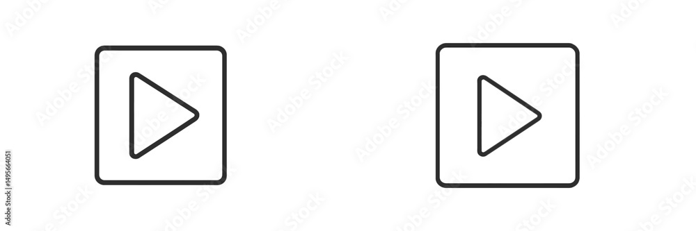 Fototapete two minimalist play button icons in black and white representation for user interfaces