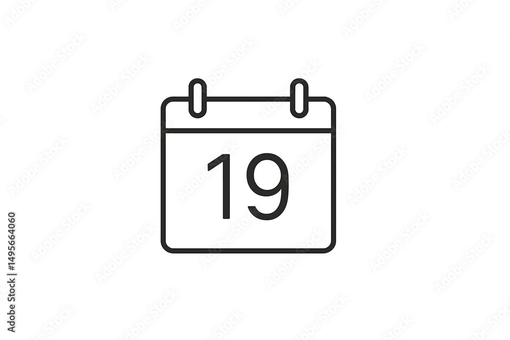 Aufkleber calendar displaying the date 19, representing important events and planning