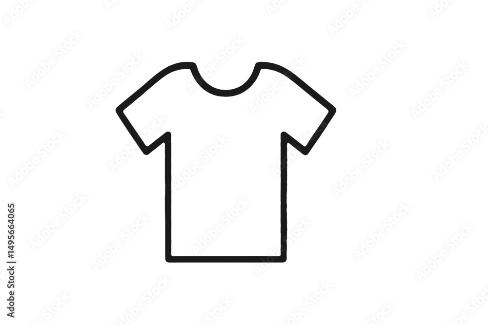 Aufkleber outline of a simple t-shirt design on a white background ideal for casual wear or graphic customizat