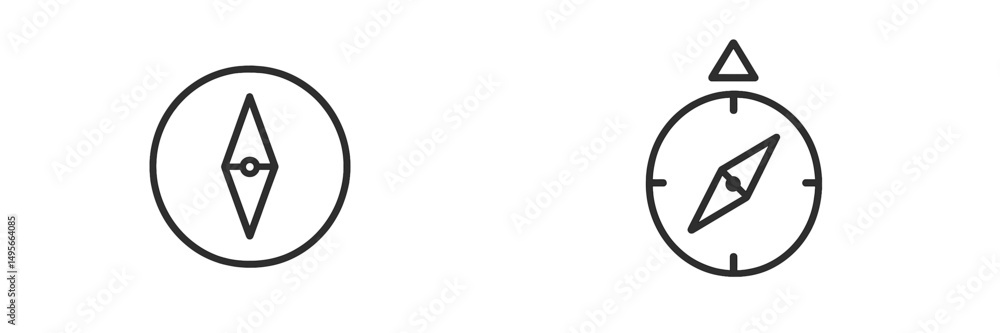 Poster Compass designs illustrating navigation concepts in a minimalist style