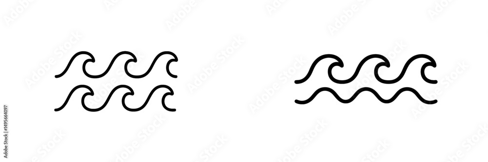 Poster unique wave patterns illustrating the movement and fluidity of water in a minimalist design style