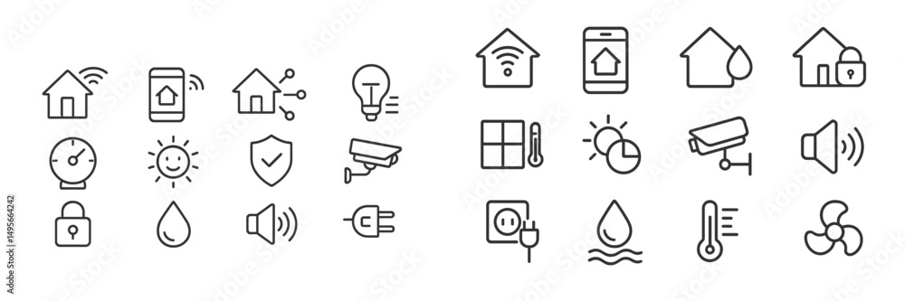 Aufkleber home automation icons representing smart technology and devices for modern living environments