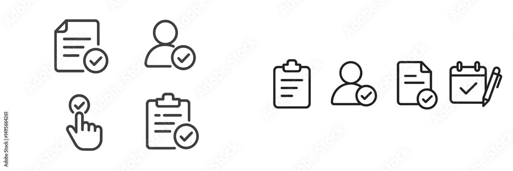 Poster checklist icons representing organization and task management in a digital workspace setting