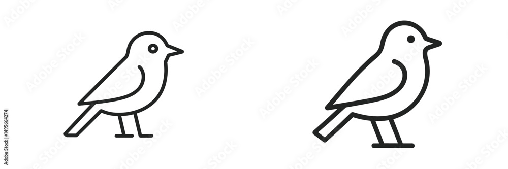 Poster simple bird illustrations in minimalist style featuring side views of two different species in black