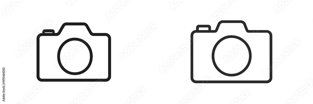 Poster two simple camera icons displayed on a plain background emphasizing minimalist design