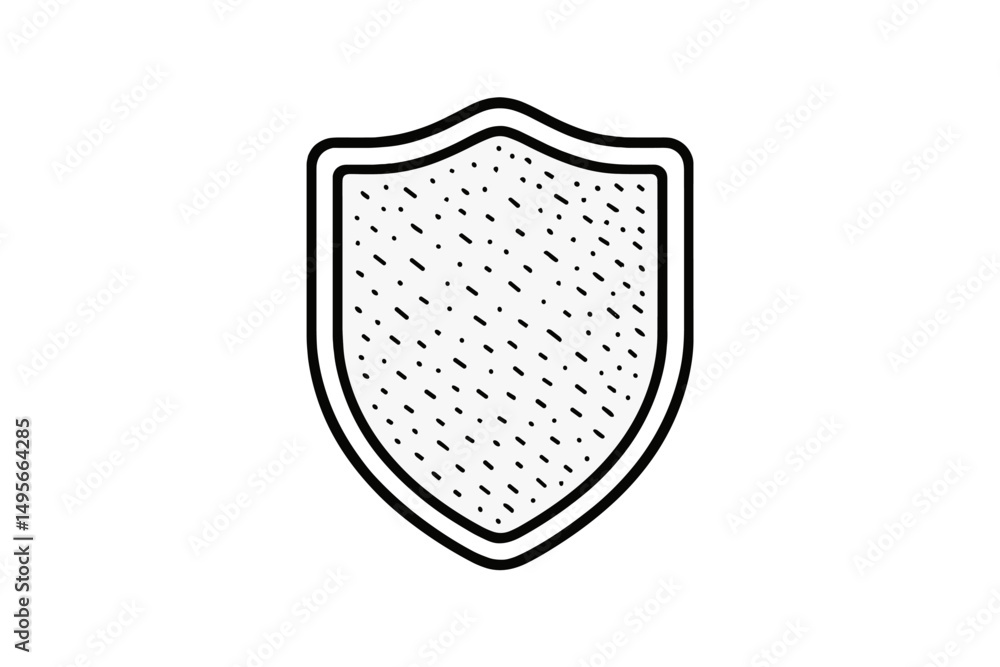 Poster outline of a shield symbolizing protection and safety within a simple design context