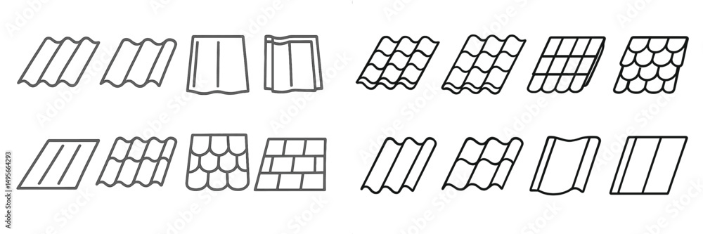 Poster different types of roof tile designs displayed in a grid format showcasing various shapes and patter