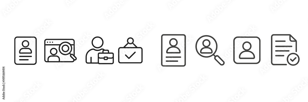 Poster Icons representing various stages of the job application process in a minimalistic style