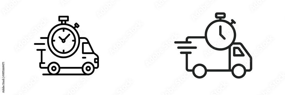 Aufkleber Delivery service icons showing urgency with a stopwatch symbol representing quick transportation and fast service efficiency