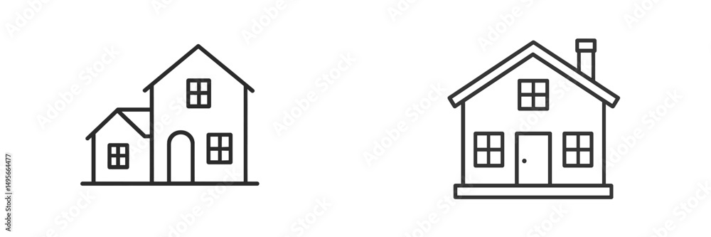 Aufkleber modern house illustrations showcasing distinct architectural styles with clean lines and simple desi