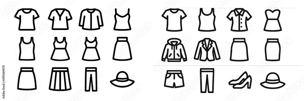 Poster Variety of clothing items displayed with distinct styles and designs in a minimalist layout