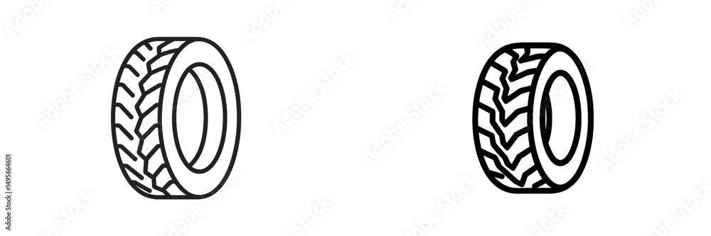 Aufkleber different styles of tire designs showcased in simple line art for automotive enthusiasts and designe