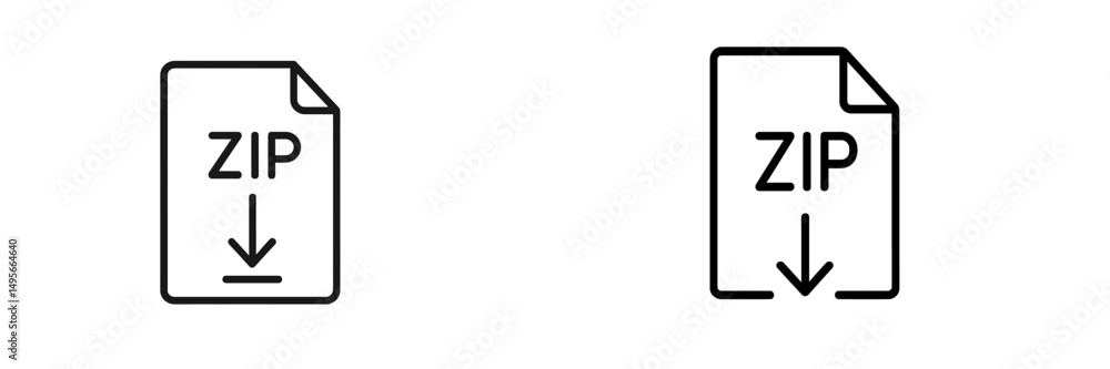 Poster two minimalist zip file icons for download representation in digital design