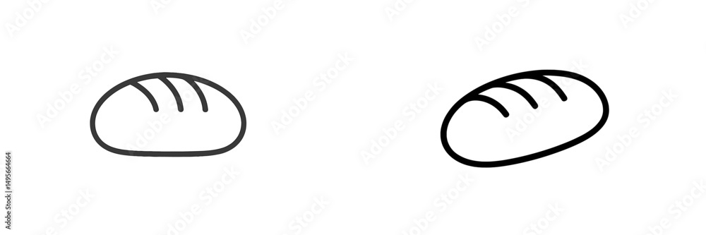 Aufkleber Two simple bread loaves illustrated with minimal lines and shapes, showcasing a unique artistic style for culinary representation