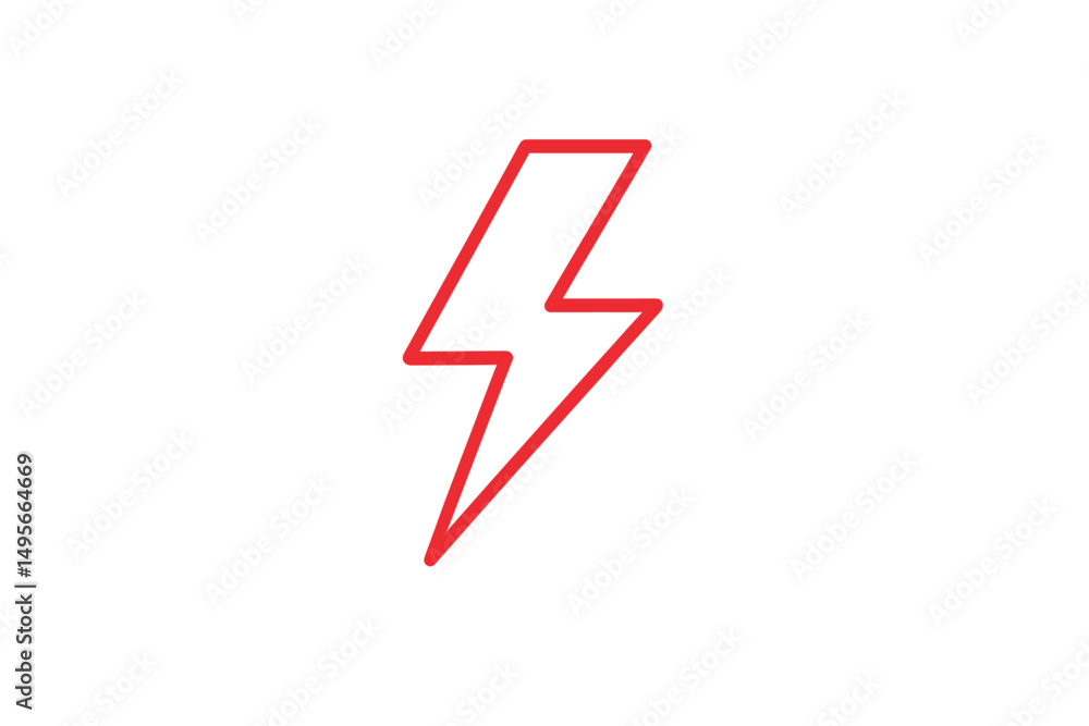 Fototapete symbol of electricity or energy displayed in a bold red color, capturing attention with simple geome