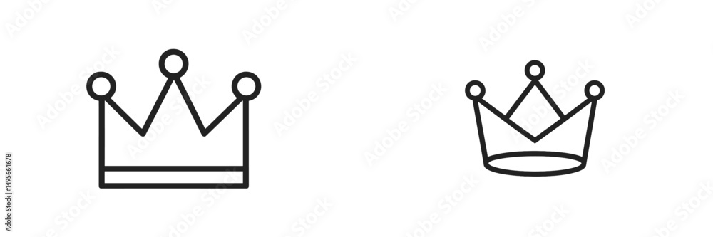 Poster different styles of crown designs showcased with simple lines and minimalistic aesthetics