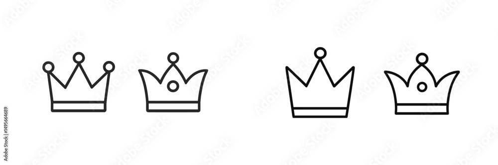 Poster various crown designs featuring different styles and embellishments in a minimalist layout on a whit