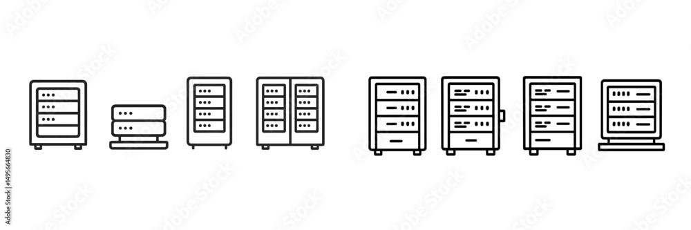 Poster Various styles of cabinets displayed in a neat row showcasing modern design options for storage solutions in a home or office setup