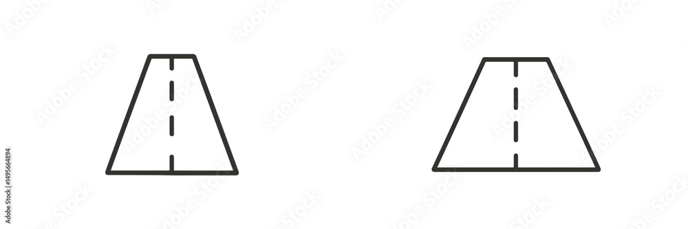 Poster road design symbols indicating a merge area for traffic flow management along a highway