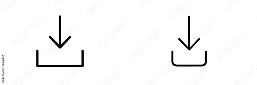 Poster download symbol with arrows showing different styles, representing actions for files on a digital pl