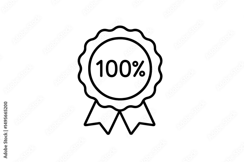 Poster quality assurance seal indicating a perfect score with 100 percent displayed prominently on a badge 