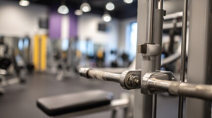 A solitary weightlifting machine in a quiet gym, symbolizing focus and dedication to personal strength.