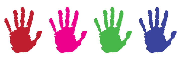 Set of hand print colour vector design. Handprint silhouette, vector illustration on a white background