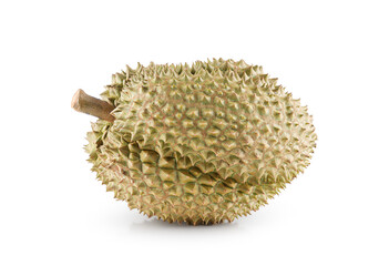 Ripe Durian fruit isolated on white background. Clipping path.