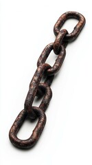 Obraz premium Heavy rusted chain resting on a plain background highlighting its texture and weight during bright lighting conditions