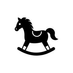 rocking horse in side view   vintage nursery toy 