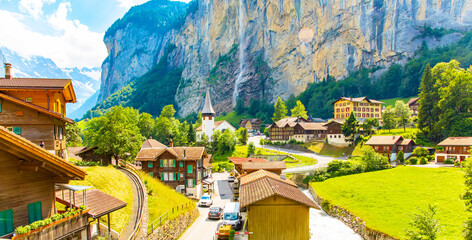 Lauterbrunnen village in Swiss Alps, Switzerland
